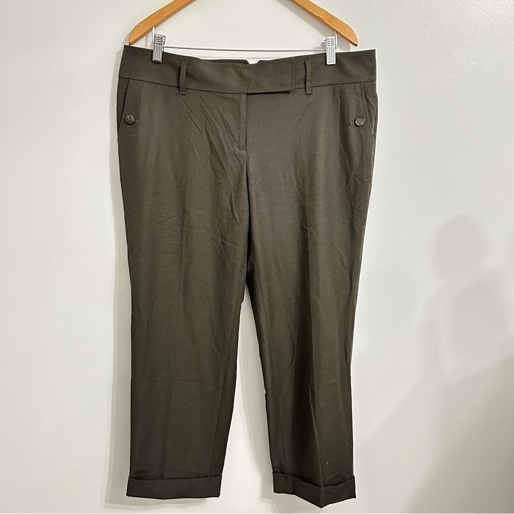 Ann Taylor Loft Cropped Dress Pants size 14 in dark green
